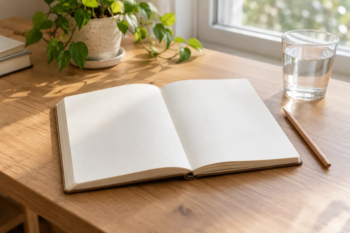 An open blank notebook ready for a fresh idea
